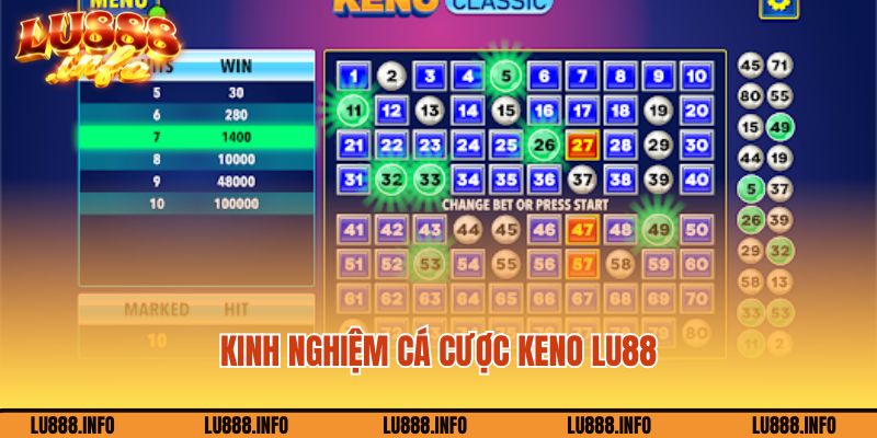 Kinh nghiệm cá cược Keno Lu88 thắng lớn